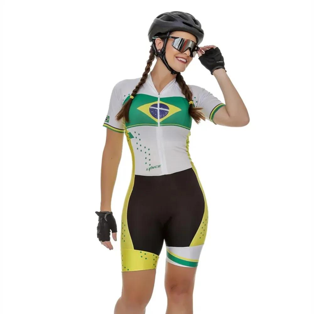 Lynce Macaquinho Brasil Cycling Triathlon Jumpsuit Breathable Macaquinho Ciclismo Professional Women Racing Team Clo